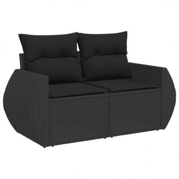 7-tlg. Garten-Sofagarnitur mit Kissen Schwarz Poly Rattan