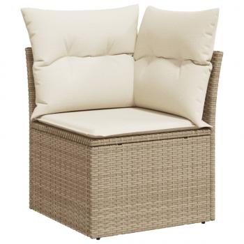 6-tlg. Garten-Sofagarnitur mit Kissen Beige Poly Rattan