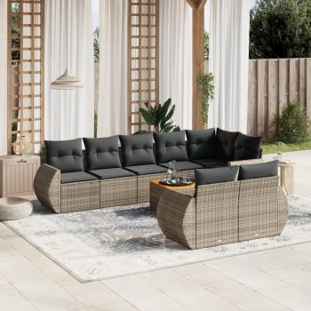 ARDEBO.de - 9-tlg. Garten-Sofagarnitur mit Kissen Grau Poly Rattan