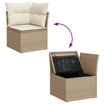 5-tlg. Garten-Sofagarnitur mit Kissen Beige Poly Rattan