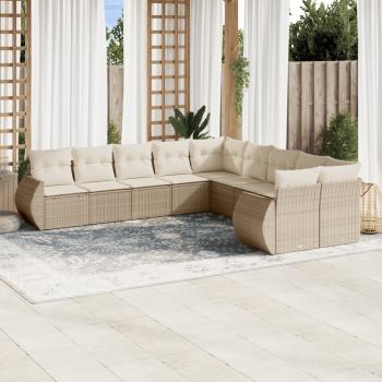 ARDEBO.de - 10-tlg. Garten-Sofagarnitur mit Kissen Beige Poly Rattan