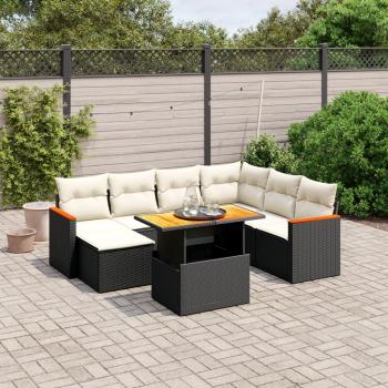 ARDEBO.de - 8-tlg. Garten-Sofagarnitur mit Kissen Schwarz Poly Rattan