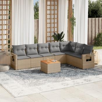 ARDEBO.de - 8-tlg. Garten-Sofagarnitur mit Kissen Beige Poly Rattan