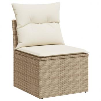 6-tlg. Garten-Sofagarnitur mit Kissen Beige Poly Rattan