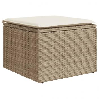 6-tlg. Garten-Sofagarnitur mit Kissen Beige Poly Rattan