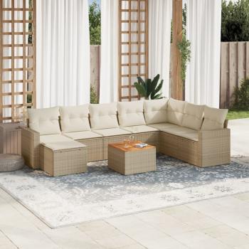 ARDEBO.de - 10-tlg. Garten-Sofagarnitur mit Kissen Beige Poly Rattan