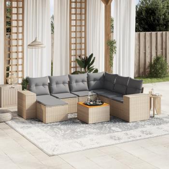 ARDEBO.de - 8-tlg. Garten-Sofagarnitur mit Kissen Beige Poly Rattan