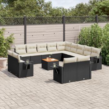 ARDEBO.de - 14-tlg. Garten-Sofagarnitur mit Kissen Schwarz Poly Rattan