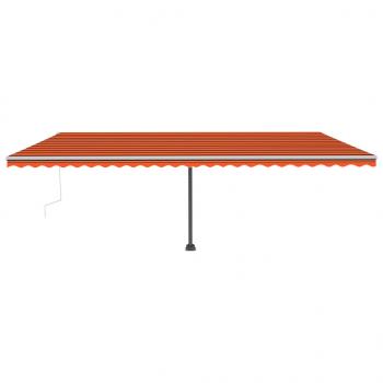 Markise Manuell Einziehbar mit LED 600x300 cm Orange Braun