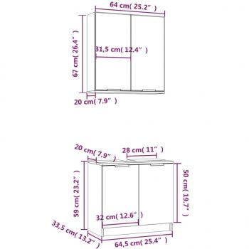 2-tlg. Badmöbel-Set Weiß Holzwerkstoff