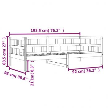 Tagesbett Wachsbraun 90x190 cm Massivholz Kiefer