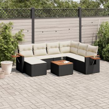 ARDEBO.de - 8-tlg. Garten-Sofagarnitur mit Kissen Schwarz Poly Rattan