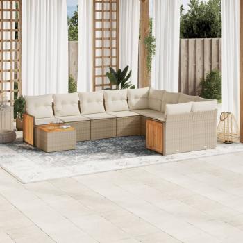 ARDEBO.de - 10-tlg. Garten-Sofagarnitur mit Kissen Beige Poly Rattan