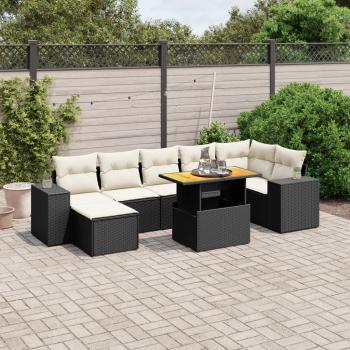 ARDEBO.de - 8-tlg. Garten-Sofagarnitur mit Kissen Schwarz Poly Rattan