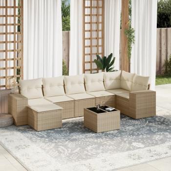 ARDEBO.de - 8-tlg. Garten-Sofagarnitur mit Kissen Beige Poly Rattan