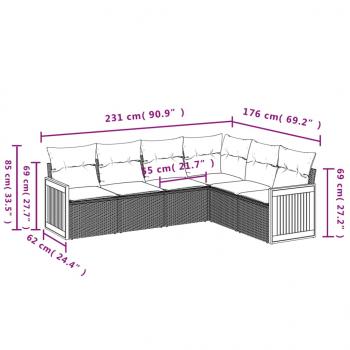 6-tlg. Garten-Sofagarnitur mit Kissen Schwarz Poly Rattan