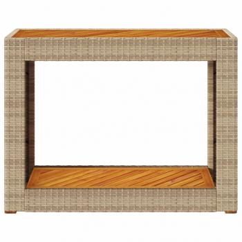 Garten-Beistelltisch mit Holzplatte Beige Poly Rattan