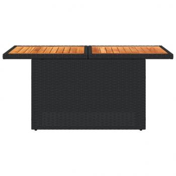 Gartentisch Schwarz 100x55x73 cm Poly Rattan und Akazienholz