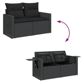 12-tlg. Garten-Sofagarnitur mit Kissen Schwarz Poly Rattan