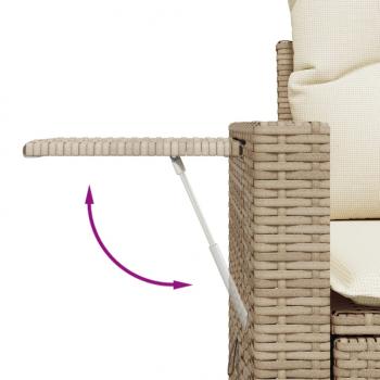 3-tlg. Garten-Sofagarnitur mit Kissen Beige Poly Rattan