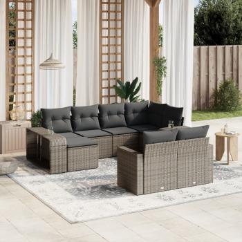 ARDEBO.de - 10-tlg. Garten-Sofagarnitur mit Kissen Grau Poly Rattan