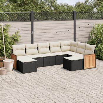 ARDEBO.de - 9-tlg. Garten-Sofagarnitur mit Kissen Schwarz Poly Rattan