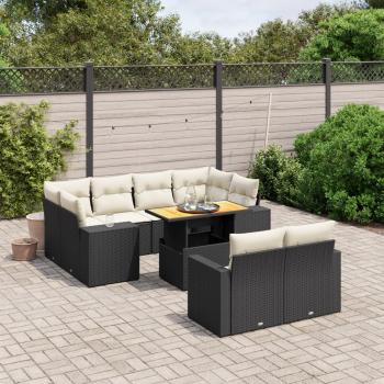 ARDEBO.de - 11-tlg. Garten-Sofagarnitur mit Kissen Schwarz Poly Rattan