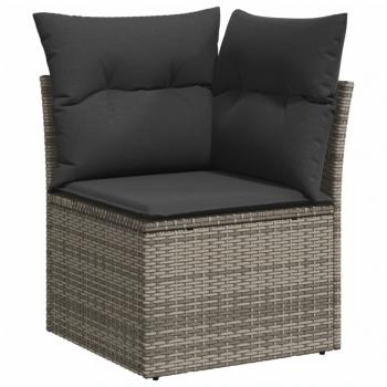 8-tlg. Garten-Sofagarnitur mit Kissen Grau Poly Rattan