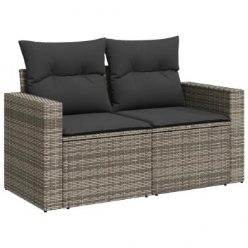 13-tlg. Garten-Sofagarnitur mit Kissen Grau Poly Rattan