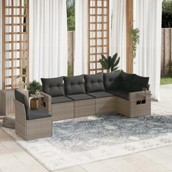 ARDEBO.de - 6-tlg. Garten-Sofagarnitur mit Kissen Grau Poly Rattan