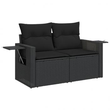 11-tlg. Garten-Sofagarnitur mit Kissen Schwarz Poly Rattan