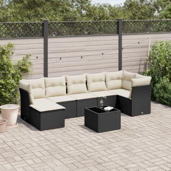 ARDEBO.de - 8-tlg. Garten-Sofagarnitur mit Kissen Schwarz Poly Rattan