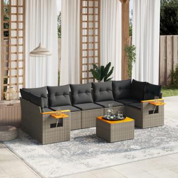 ARDEBO.de - 8-tlg. Garten-Sofagarnitur mit Kissen Grau Poly Rattan