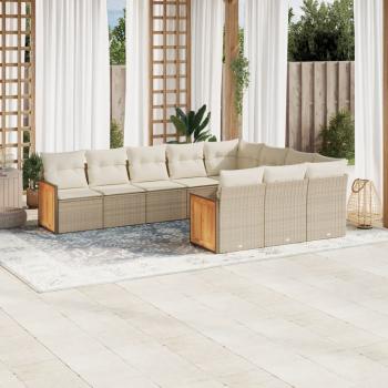 ARDEBO.de - 10-tlg. Garten-Sofagarnitur mit Kissen Beige Poly Rattan