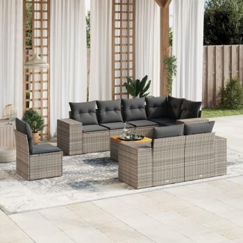 ARDEBO.de - 9-tlg. Garten-Sofagarnitur mit Kissen Grau Poly Rattan