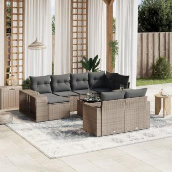 ARDEBO.de - 11-tlg. Garten-Sofagarnitur mit Kissen Grau Poly Rattan