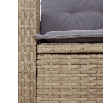 3-tlg. Garten-Essgruppe mit Kissen Beige Poly Rattan