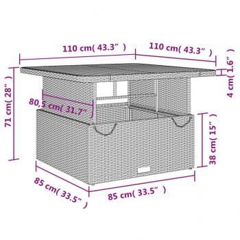 4-tlg. Garten-Essgruppe mit Kissen Beige Poly Rattan