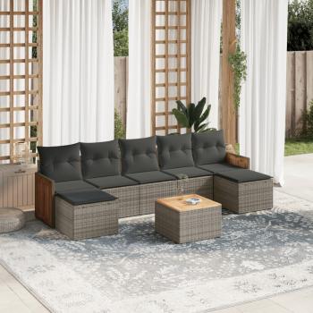 ARDEBO.de - 8-tlg. Garten-Sofagarnitur mit Kissen Grau Poly Rattan