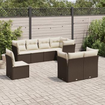 ARDEBO.de - 8-tlg. Garten-Sofagarnitur mit Kissen Braun Poly Rattan