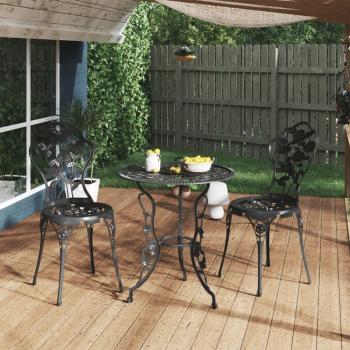 ARDEBO.de - 3-tlg. Bistro-Set Aluminiumguss Schwarz