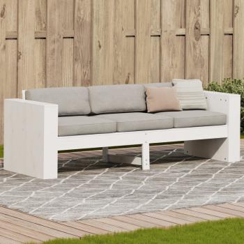 ARDEBO.de - Gartensofa 3-Sitzer Weiß 189x60x62 cm Massivholz Kiefer