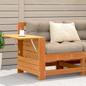 ARDEBO.de - Gartensofa mit Armlehne und Kissen Wachsbraun Massivholz Kiefer