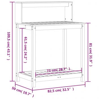 Pflanztisch mit Ablagen Braun 82,5x50x109,5cm Massivholz Kiefer