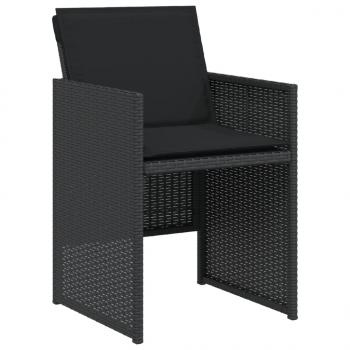 3-tlg. Bistro-Set mit Kissen Schwarz Poly Rattan