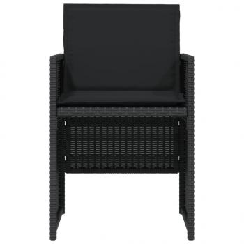 3-tlg. Bistro-Set mit Kissen Schwarz Poly Rattan