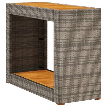 Garten-Beistelltisch mit Holzplatte Grau Poly Rattan