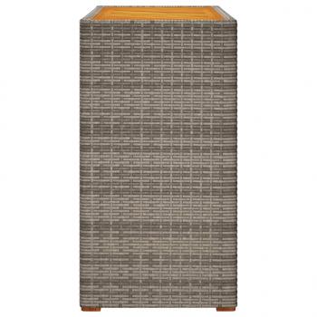 Garten-Beistelltisch mit Holzplatte Grau Poly Rattan