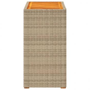 Garten-Beistelltisch mit Holzplatte Beige Poly Rattan