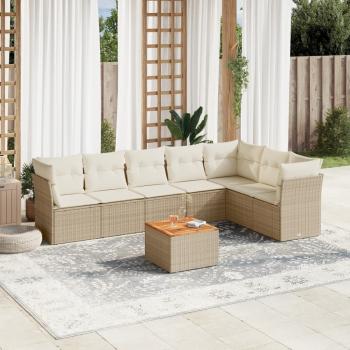 ARDEBO.de - 8-tlg. Garten-Sofagarnitur mit Kissen Beige Poly Rattan